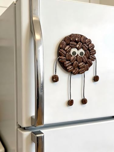 DIY Craft Kit-Eco-Friendly Coffee Bean Cartoon Fridge Magnets - Handmade Wooden Magnetic Decor for Coffee Nooks, Home & Café (Adult-Oriented)