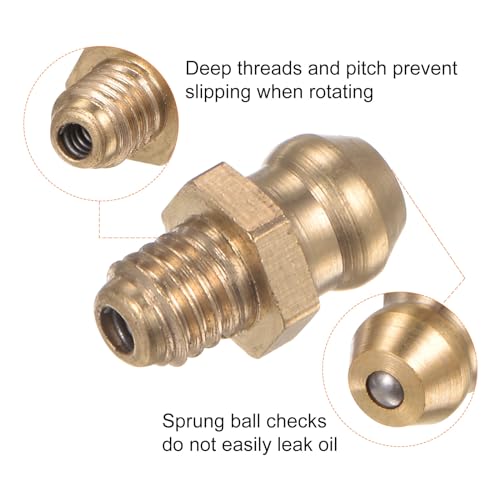 Image of HARFINGTON 15pcs Brass Straight Grease Fitting M5x0.8mm Metric Thread Hydraulic Grease Nipple Accessories for Car