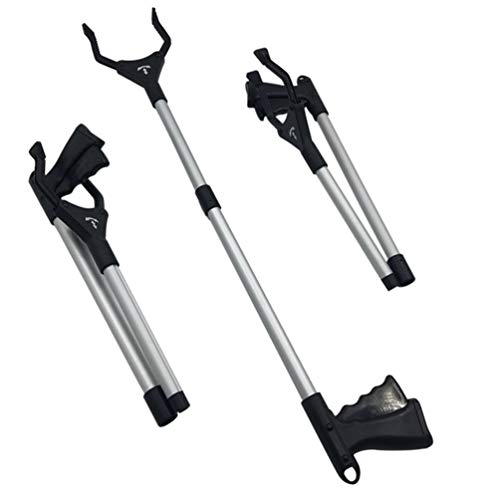 Folding Grabber Reacher Tool, Extra Long Aluminum Portable Reaching Aid Arm Extension Litter Picker Garden Nabber