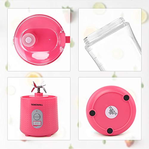Portable Blender, Smoothie Blenders, Personal Size Blender USB Rechargeable Smoothies and Shakes Juicer Cup, 2000mAh Battery Strong Power Pink