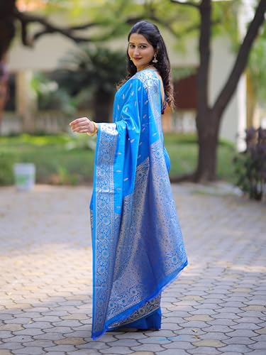 Image of SGF11 Women's Kanjivaram Pure Soft Silk Saree For Women Pure Golden Zari With Blouse Piece