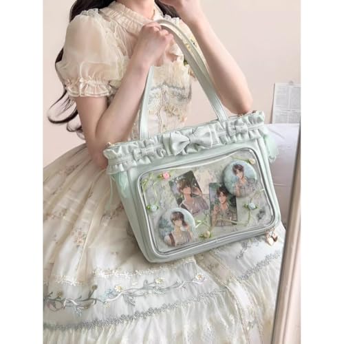Bolso Tote para mujer con ventana y volantes en cuero PU miniatura 4
