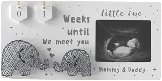 [LHYTFPGYL] Baby Announcement Sign with Countdown - White Sonogram