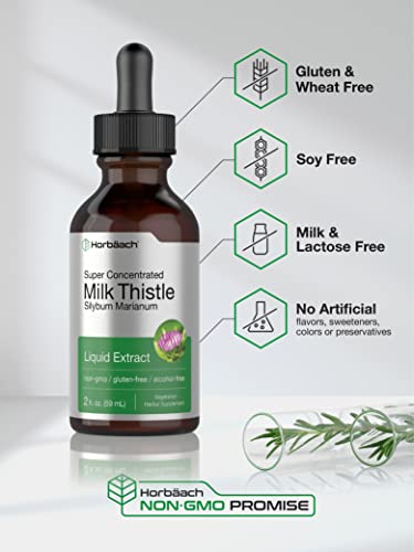 Milk Thistle Extract | 2 Fl Oz | Alcohol Free | Vegetarian, Non-Gmo & Gluten Free Liquid | By Horbaach #TOP3