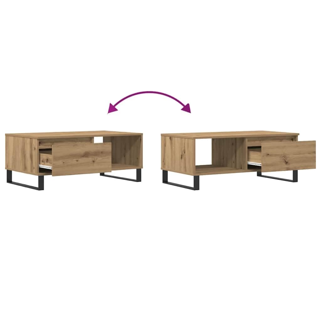 vidaXL Mesa de Centro Madera de ingeniería Roble Artisan 90x50x36,5 cm, mesita de Centro, Mesa de sofá, mesita Decorativa, Mesa Auxiliar