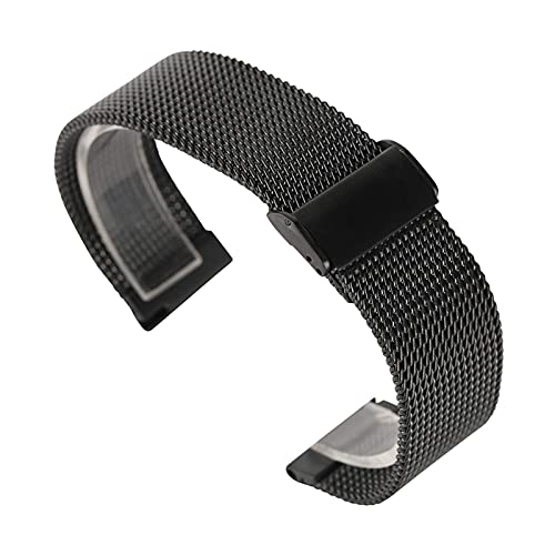 Bande en acier inoxydable en maille 18mm 20mm 22mm avec boucle noire - 4