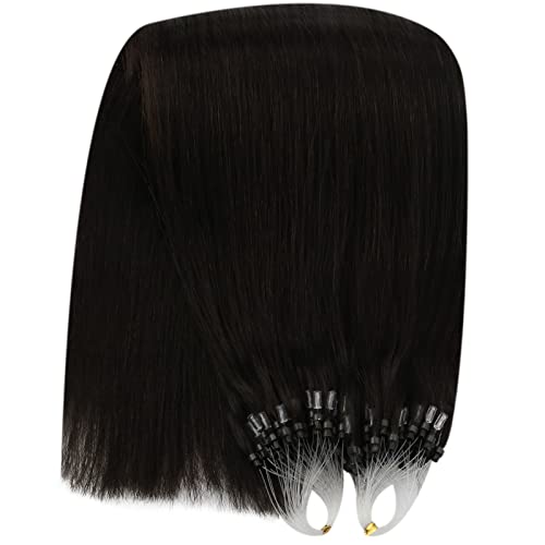 Image of YoungSee 24 Inch Micro Bead Hair Extensions Real Human Hair Dark Brown