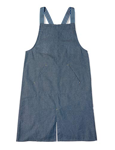 [飛馬日本（Hyuma Nihon）] バッククロスエプロン エプロン クロス X型 デニム スリット入り AP42512 ブルー M