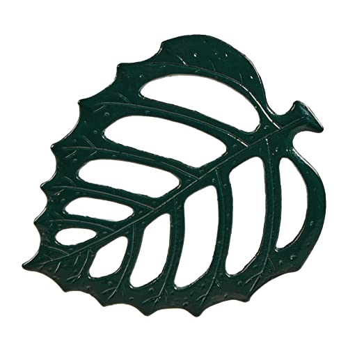 Relaxdays Trittstein Garten, Blatt-Design, Gusseisen, Trittplatte für Rasen & Beet, 26 x 32 cm, Trittsteinplatte, grün