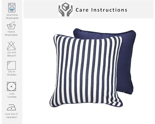 Image of Pack of 1 Reversible 20x20 Navy Stripe Cotton Woven Fashion Throw Pillow Covers Cases for Couch Sofa Home Decoration | 50 x 50 cm