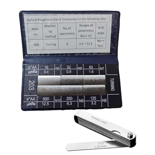 6Pcs Turning Surface Roughness Comparators,Roughness Test Block Ra0.05-12.5mm Microfinish Comparato Set for...