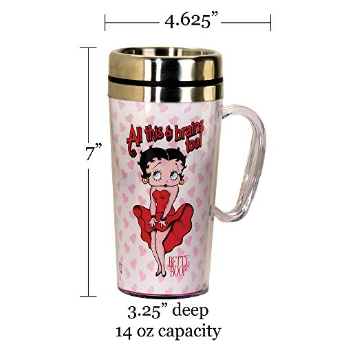 Image of Spoontiques - Insulated Travel Mug - Betty Boop Brains Coffee Cup - Coffee Lovers Gift - Funny Coffee Mug - 15 oz - White