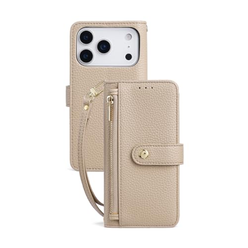 Étui portefeuille en cuir iPhone Air abricot, finitions haute maroquinerie