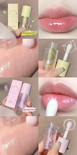 Image of Lip Gloss - Gege Bear Crystal Jelly Lip Oil - Hydrating Lip Gloss and Balm for Soft, Glossy Lips | Available in Peach, Avocado, and Grape Shades | Nourishing, Non-Sticky Lip Oil for Lasting Moisture and Shine (4g - Pack of 1, 02 - Creamy Sweet Avocado)