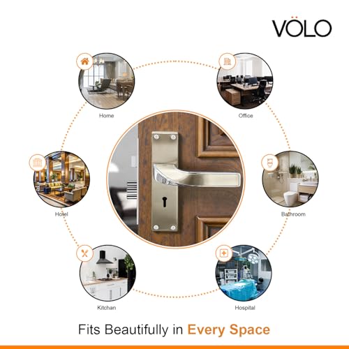 Image of VOLO Stainless Steel Mortise Lock | 8 Inch Lock Body | Main Door Handle Set with Keys | Wooden Door Lockset | Hotel Office Home Door Lock | 3 Keys | 10 Year Lock Body Warranty (Silver | KY | 6006)
