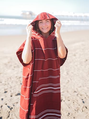 Basic Layers Unisex Hooded Bathrobe Poncho Beach Wear Double Face Cotton Terry Cloth Robe with Pockets One Size Fit All2