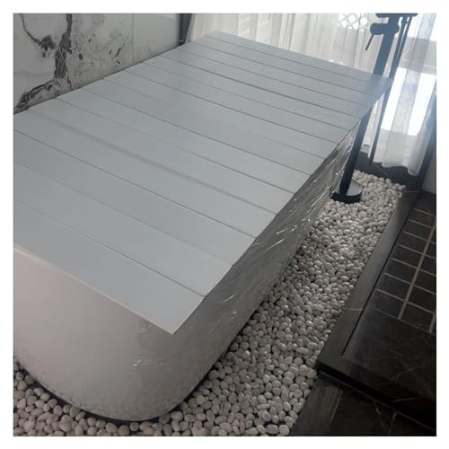Cubierta plegable de PVC para bañeras de tamaño estándar, estante de baño a prueba de polvo para una relajación perfecta, tapa de baño multifuncional (75 x 160 x 0,6 cm)