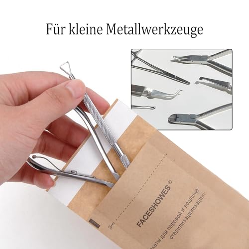 LINBEAUTI 100x200mm Sterilisationsbeutel, 100PCS selbstklebende Nagelgeräte-Reinigungsbeutel für Kosmetik und Nagelgeräte, Sterilisator-Zubehör,Sterilisation Tasche