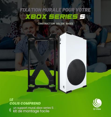 Q-View Support mural pour Xbox Series S – Fixation sécurisée sous le bureau – Design signature X – Vis et fixations incluses – Fabriqué au Royaume-Uni – Plastique – Noir – vue 2