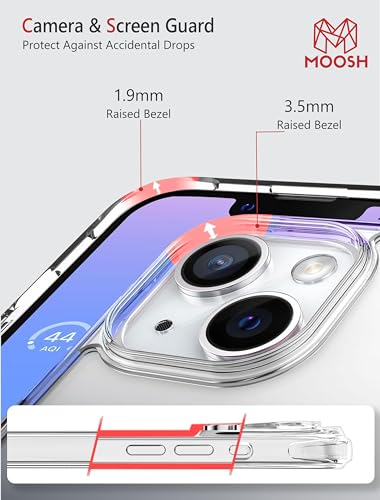 Image of MOOSH iPhone 15 Case Compatible with MagSafe Military-Grade Protection Anti-Bacterial Coating Transparent Shockproof Bumpers Scratch-Resistant Back Magnetic Phone Case (iPhone 15)