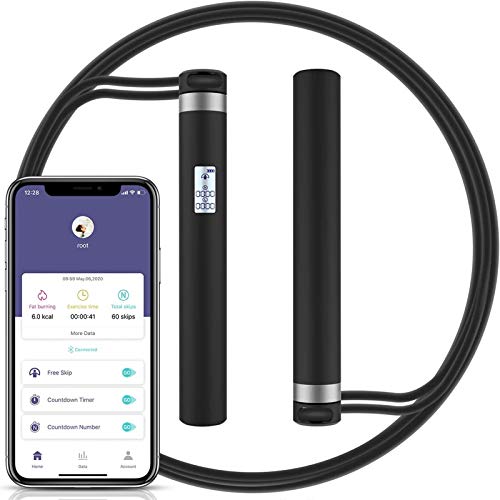morpilot Corde à Sauter de Vitesse,Rechargeable par USB,APP Enregistrez la Vitesse, Calories,Temps,Poignées Antidérapante Skip Rope,Adapté aux Fitness/Perte de Graisse,Gym