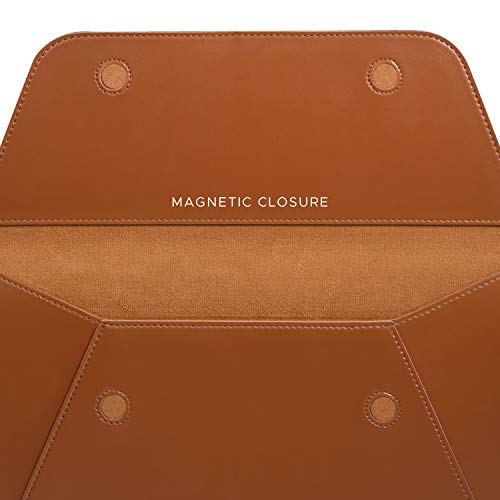 Comfyable Laptop Sleeve Compatible with 16 Inch MacBook Pro 2020 & 15-15.6 Inch Dell HP Notebook - PVC Leather Envelope Sleeve Computer Case for Mac, Brown