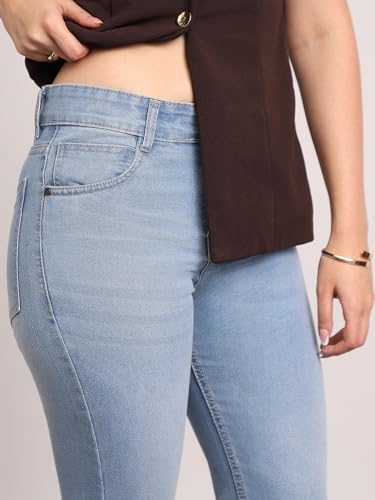 Image of Urbano Fashion Women's Mid Rise Bootcut Washed Jeans Stretchable