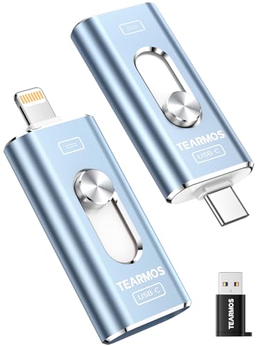 TEARMOS 512GB Photo Stick for iPhone Flash Drive, Memory Stick Phone Storage for Photos and Videos Files Backup, Compatible with iPhone iPad Android PC, Plug & Play, No App Required (Dark Blue)