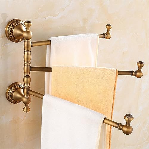 Porte-serviettes sculpté en laiton antique - Support pivotant 3 barres pour salle de bain - 2