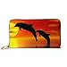 Produktbild JHGFG Mode Handtasche Reißverschluss Brieftasche Rendering Delfine Springen Luft Telefon Kupplung Geldbörse Abendkupplung Blockieren Leder Brieftasche Multi Card Organizer