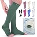 Premium Open Toe Compression Sleeve 1 Pair 20-30mmHg Strong Support Graduated Sock Pressure Sports Running Recovery Shin Splints Varicose Veins Doc Miller (Dark Green, Open Toe, X-Large)