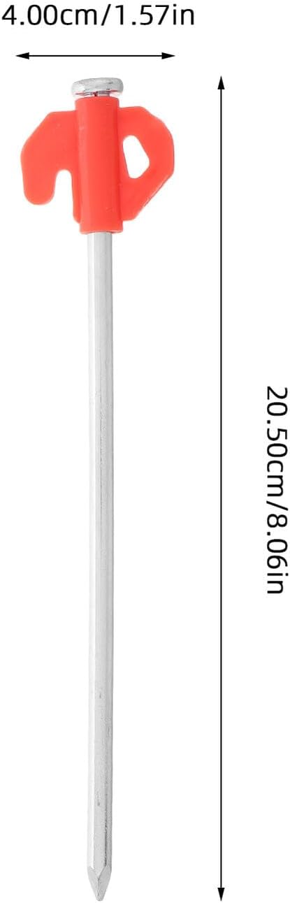 Heavy Duty Tent Stakes 20pcs Outdoor Camping Iron Pegs Windproof Ground Nails for Tents and Garden Use with Orange Night Glow Heads