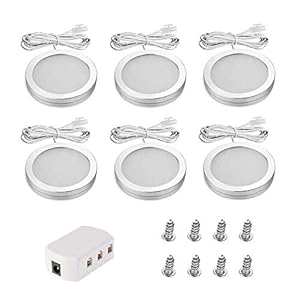 JRQ 6pcs LED Under Cabinet Light Interior LED Roof Spot Lights for DC 12V RV Boat Kitchen Wardrobe Cupboard Showcase…