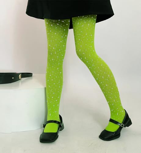 Image of LUCKELF Girls Glitter Tights, Soft Opaque Tights Sparkle Rhinestone Tights School Dress Dance Stockings