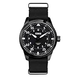 Generico Redwood Pilot Type B Solare Acciaio PVD Nero Tessuto Militare Orologio Uomo