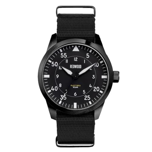 Generico Redwood Pilot Type B Solare Acciaio PVD Nero Tessuto Militare Orologio Uomo