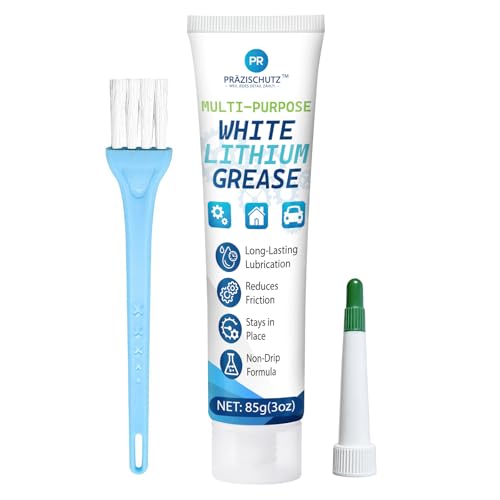 White Lithium Grease Multi-Purpose Lubricant, Long-Lasting Waterproof &amp; Rust Preventive Grease, High Load Protection for Automotive, Marine, Industrial &amp; Household Use, 3 oz / 85g