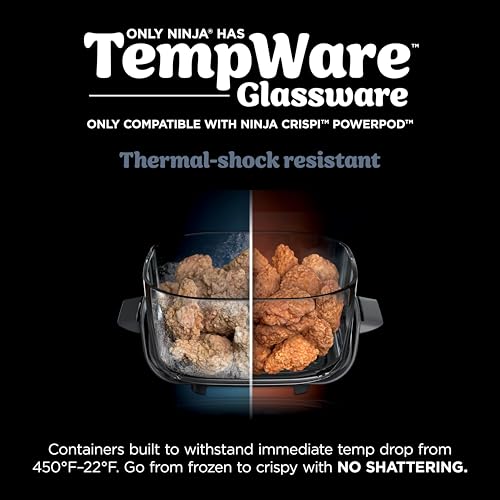 Ninja 4 QT TempWare Glassware Container with Storage lid, Compatible Crispi Portable Cooking System, Microwave, Freezer and Dishwasher Safe, PFAS Free Glass Cooking Surface - Image 3