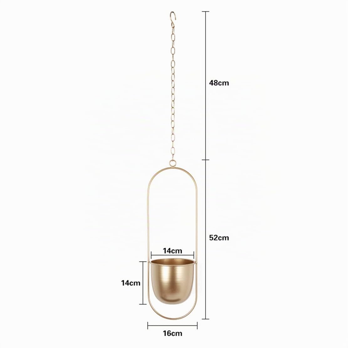 Hängender Blumentopf Metall Hängend Blumenampel Hängende Blumenampel Metall Dekorationstopf Decke hängender Übertopf Pflanzkorb (Gold Oval)