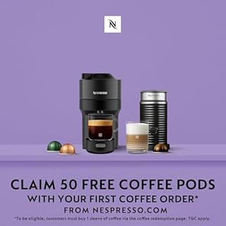 Nespresso Vertuo Pop Coffee Machine by De'Longhi, Over 40 Varieties of Pods, 6 Coffee Cup Sizes, Espresso, Cappuccino, Starter Capsule Set Included, ENV90.B, Black