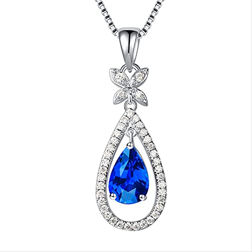 CPYGMXI S925 Natural 1.5 Carats Sapphire Necklace Pendant Fine Blue Topaz Jewelry Gemstone
