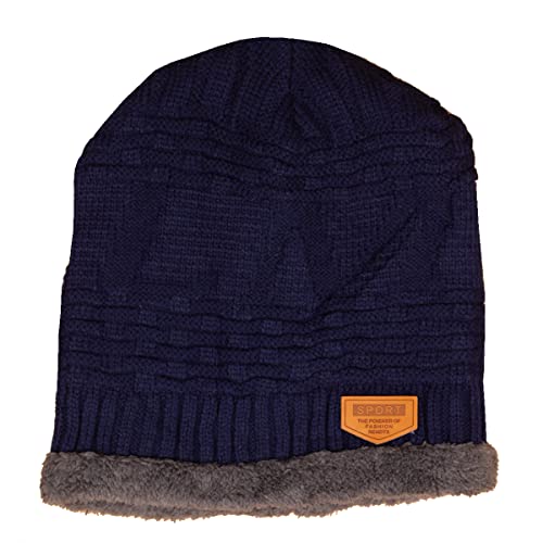 Touca Gorro Forrado Flanelado Frio Intenso Lã Unissex Cores (Único, Azul Escuro)