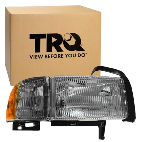 Image of TRQ Passenger Side Headlight Assembly Compatible with 1994-2002 Dodge Ram 1500, 2500, 3500 CH2503101 With Front Cornering Lamp Without Sport Package CH2503101
