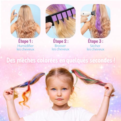Craie pour Cheveux Enfant Halloween 10 Couleurs + 5 Élastiques Lavable – vue 4
