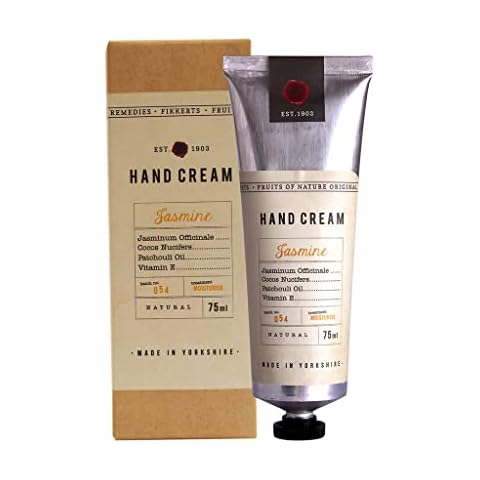 Fikkerts Fruits Of Nature Jasmine Soothing and Hydrating Hand Cream (75ml/2.54floz) with Lively, Sweet Floral Tones, Vegan Plant Based Cover