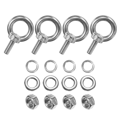 M METERXITY 4-Sets Stainless Eyebolt M5x14mm Shoulder Lifting Eye Bolt with Nuts Washers Male Screw Thread Ring Shoulder Eye Bolts Length 0.55 Inch for Suspending/Fastening