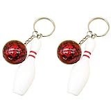 Rotyroya 2Pcs Damen Schlüsselanhänger, Schlüsselanhänger Schlüsselanhänger, Schlüsselanhänger Ringe Set, Mini Simulation Bowling Ball Keychain Tasche Anhänger Auto Schlüsselanhänger Zubehör für