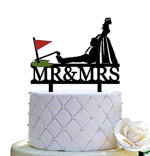 Funny Golf Wedding Cake Topper Mr and Mrs Wedding Cake Topper Golf Theme Cake Topper For Wedding/Anniversary/Bridal Shower Party Decorations