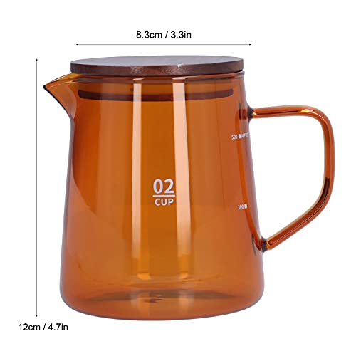 Glass Coffee Pot Server, Clear Tea Pot Coffee Carafe Glass Teapot Restaurant Coffee Server Glass Teakettle With Wood Lid For Cafe 500Ml (Brown) #TOP3