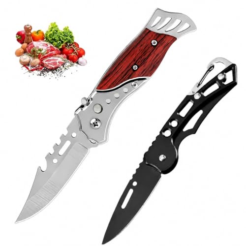 Image of 2 Pcs Utilty Foldable Pocket Knife set with Precision Carbon Steel Blade, Multipurpose Cutter for Travel, Kitchen, Office & Daily Household Tasks with Grip Handle